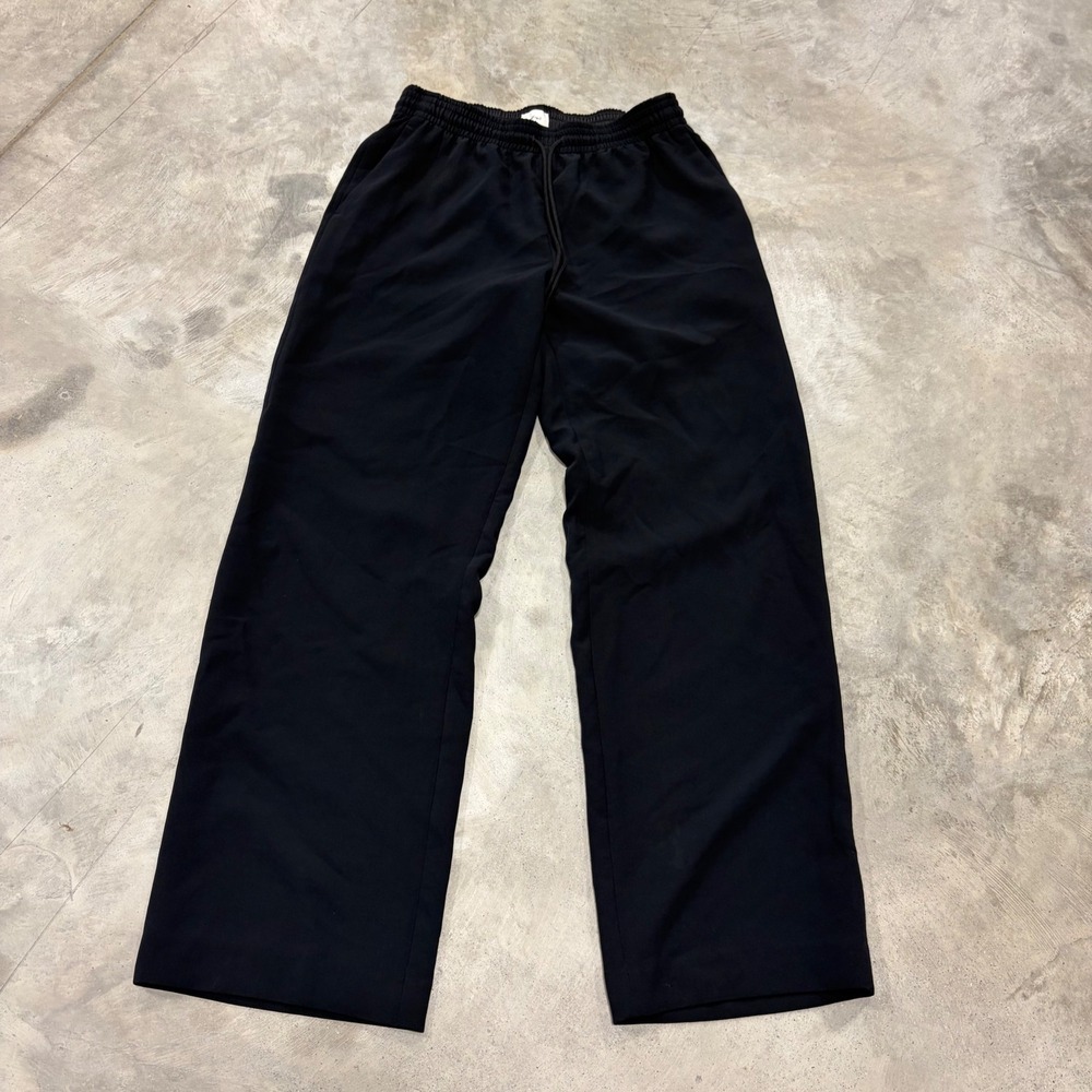 Aritzia Wilfred Black Wide Leg Elastic Waist Drawstring Pants M 98688